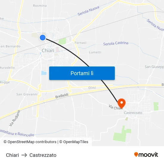 Chiari to Castrezzato map
