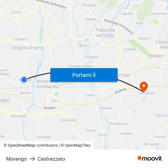 Morengo to Castrezzato map