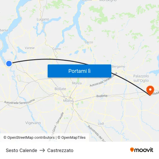 Sesto Calende to Castrezzato map