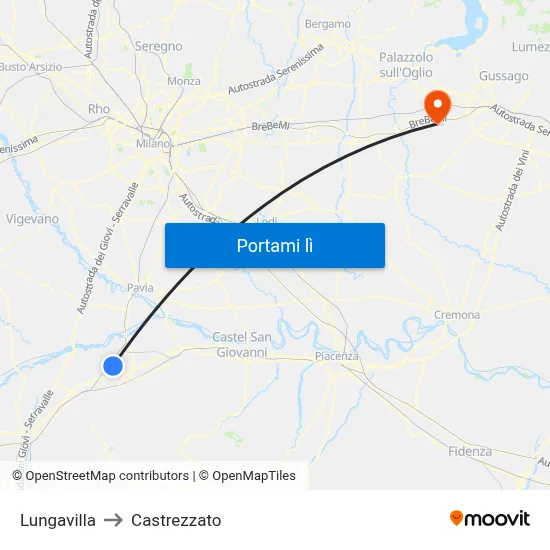 Lungavilla to Castrezzato map
