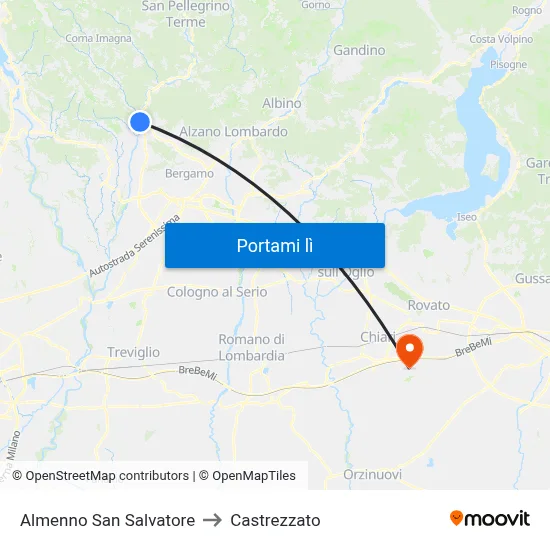 Almenno San Salvatore to Castrezzato map