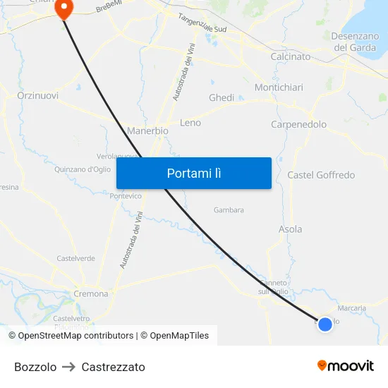 Bozzolo to Castrezzato map