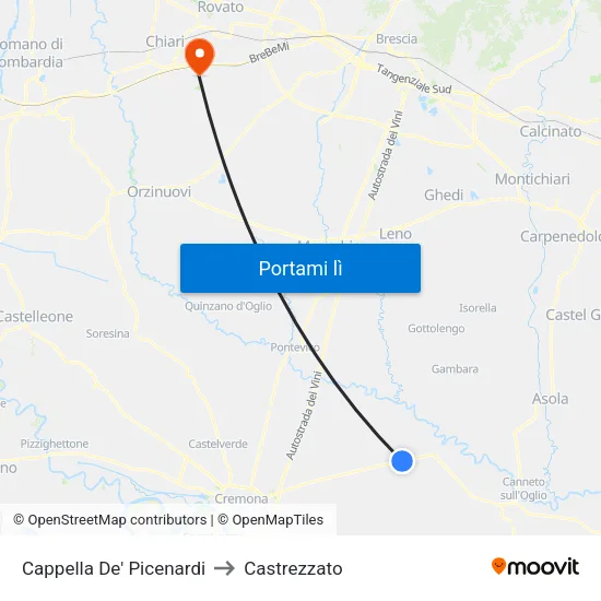 Cappella De' Picenardi to Castrezzato map