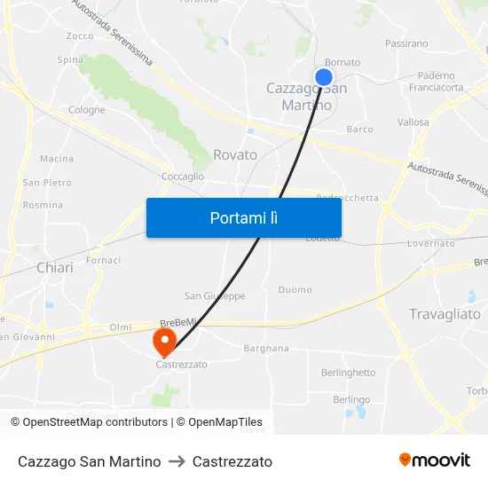 Cazzago San Martino to Castrezzato map
