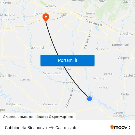 Gabbioneta-Binanuova to Castrezzato map