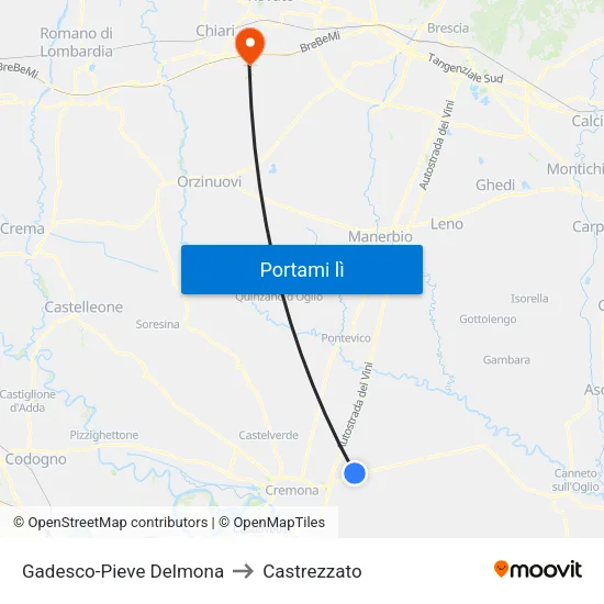 Gadesco-Pieve Delmona to Castrezzato map