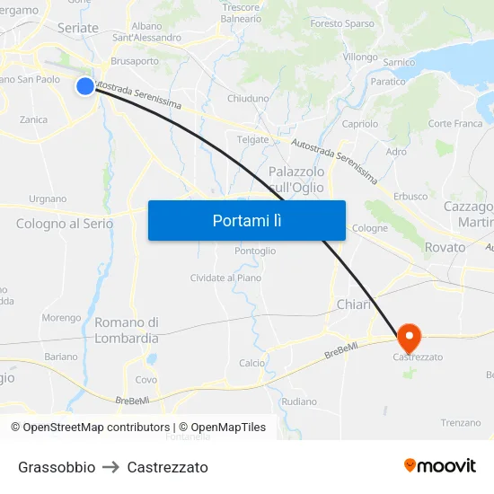 Grassobbio to Castrezzato map