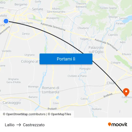 Lallio to Castrezzato map