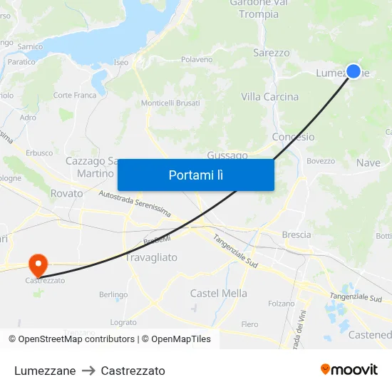 Lumezzane to Castrezzato map