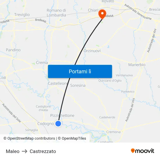 Maleo to Castrezzato map