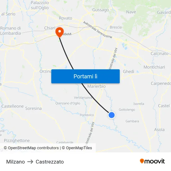 Milzano to Castrezzato map