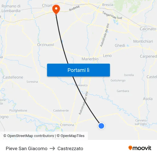Pieve San Giacomo to Castrezzato map