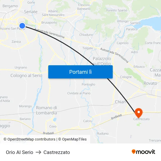 Orio Al Serio to Castrezzato map