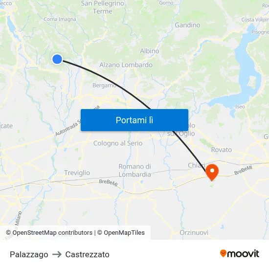 Palazzago to Castrezzato map