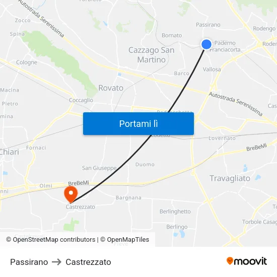 Passirano to Castrezzato map