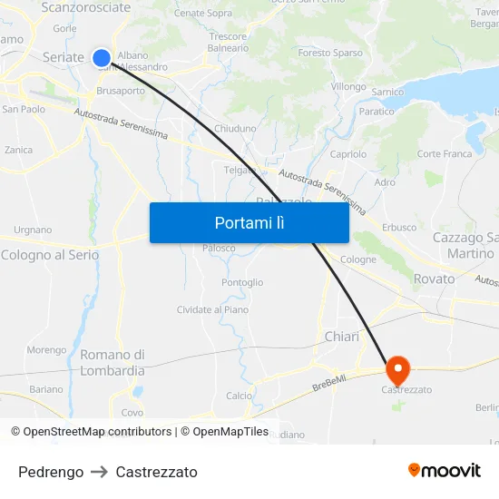 Pedrengo to Castrezzato map