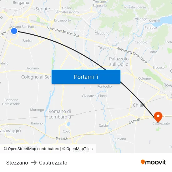 Stezzano to Castrezzato map