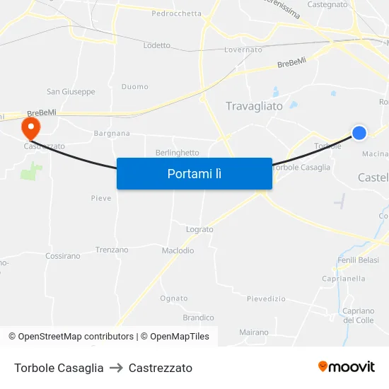 Torbole Casaglia to Castrezzato map