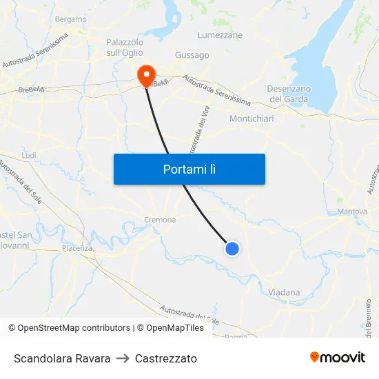 Scandolara Ravara to Castrezzato map