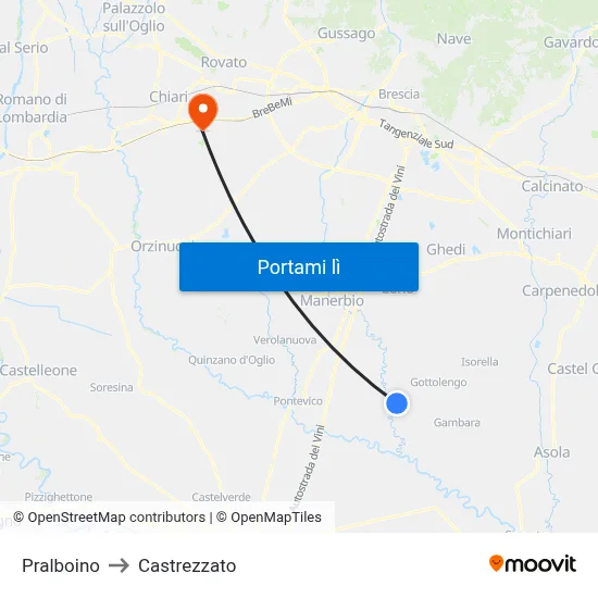 Pralboino to Castrezzato map