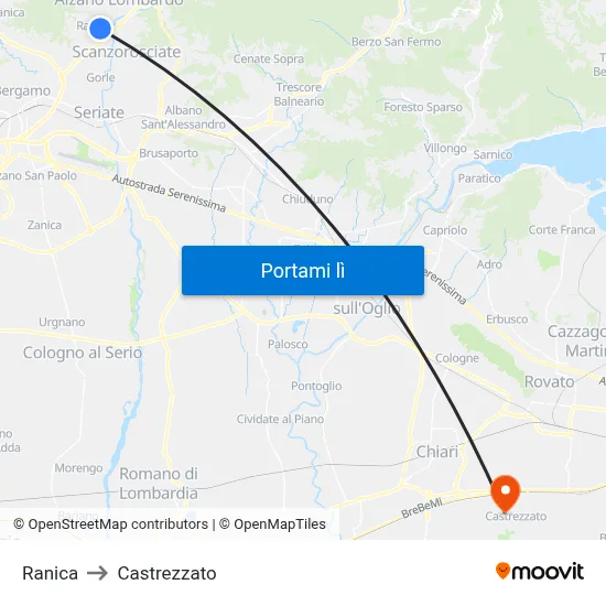 Ranica to Castrezzato map