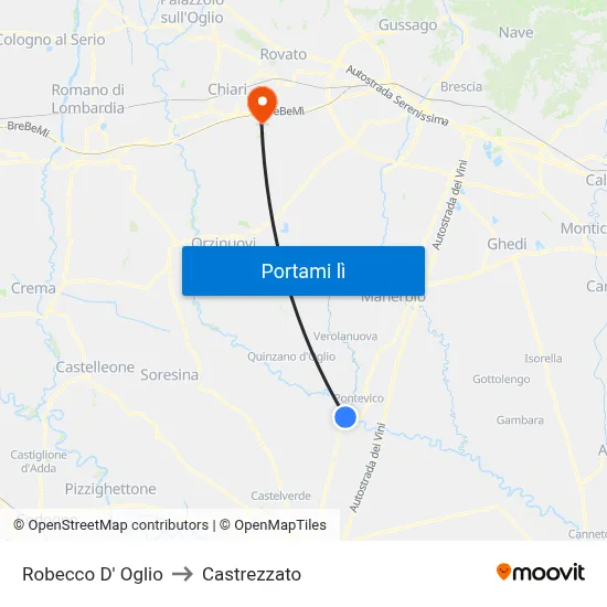 Robecco D' Oglio to Castrezzato map