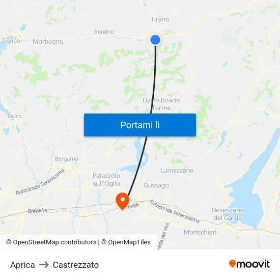 Aprica to Castrezzato map
