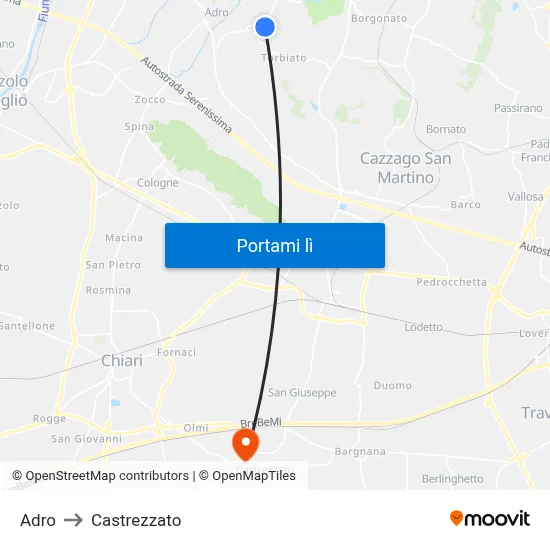 Adro to Castrezzato map