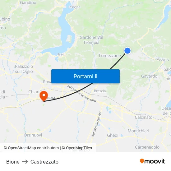 Bione to Castrezzato map