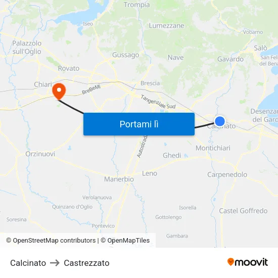 Calcinato to Castrezzato map