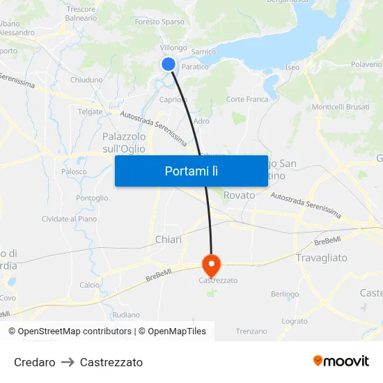 Credaro to Castrezzato map