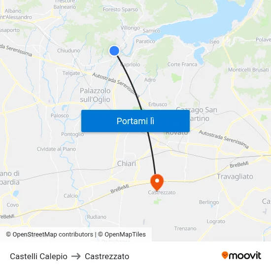 Castelli Calepio to Castrezzato map