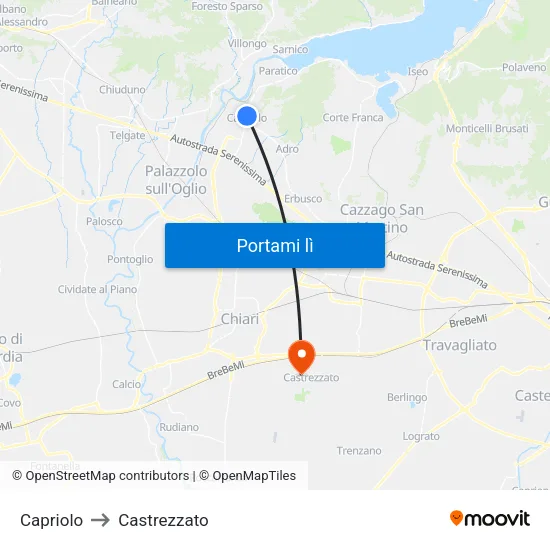 Capriolo to Castrezzato map