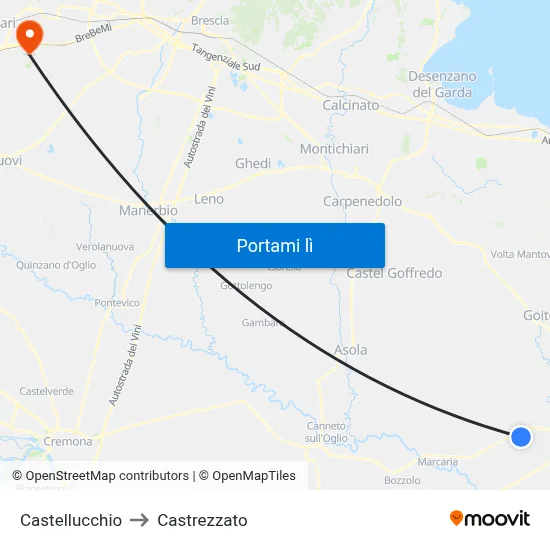Castellucchio to Castrezzato map