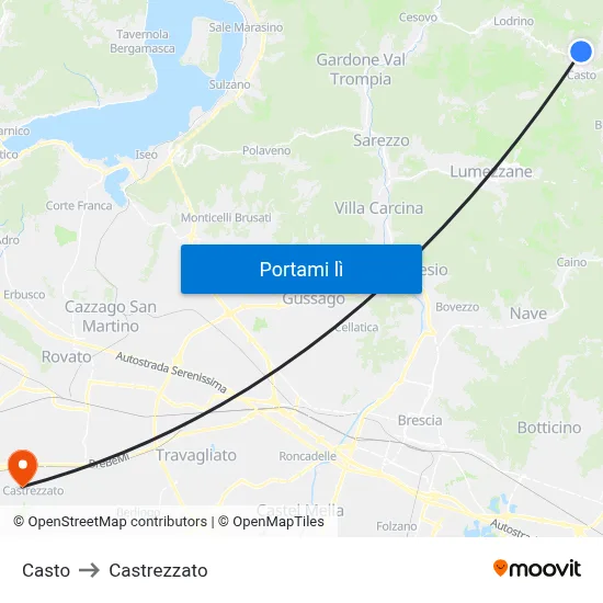 Casto to Castrezzato map