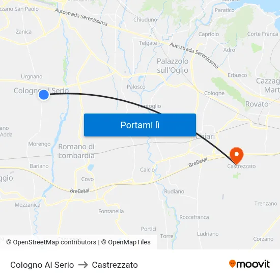 Cologno Al Serio to Castrezzato map