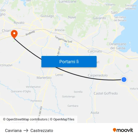 Cavriana to Castrezzato map