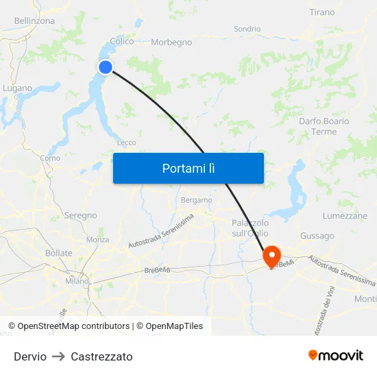 Dervio to Castrezzato map