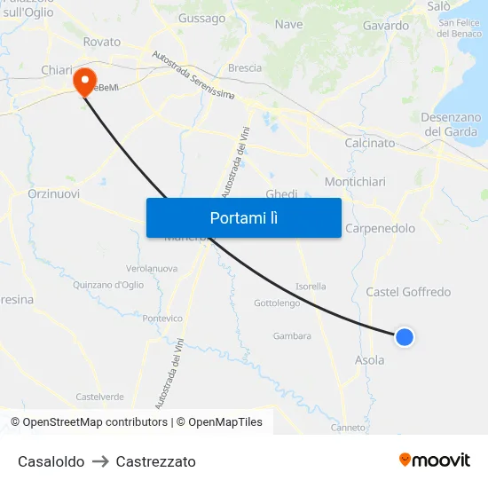 Casaloldo to Castrezzato map