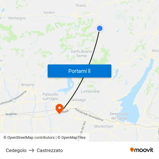 Cedegolo to Castrezzato map
