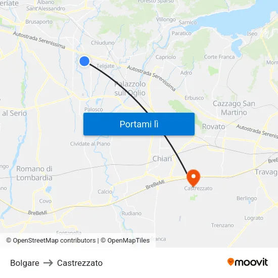 Bolgare to Castrezzato map