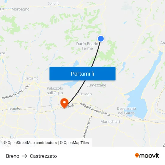 Breno to Castrezzato map