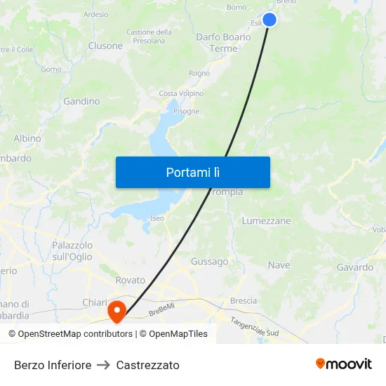 Berzo Inferiore to Castrezzato map