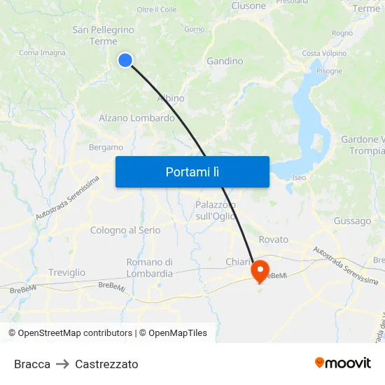 Bracca to Castrezzato map