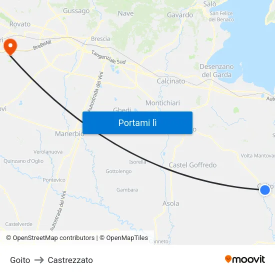 Goito to Castrezzato map