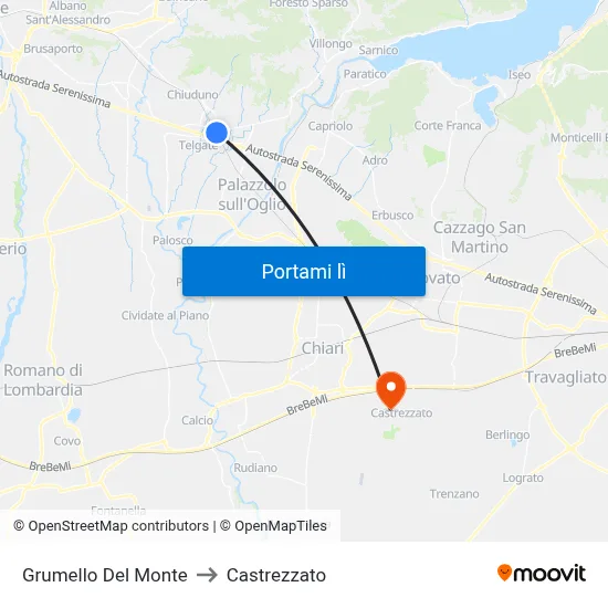 Grumello Del Monte to Castrezzato map