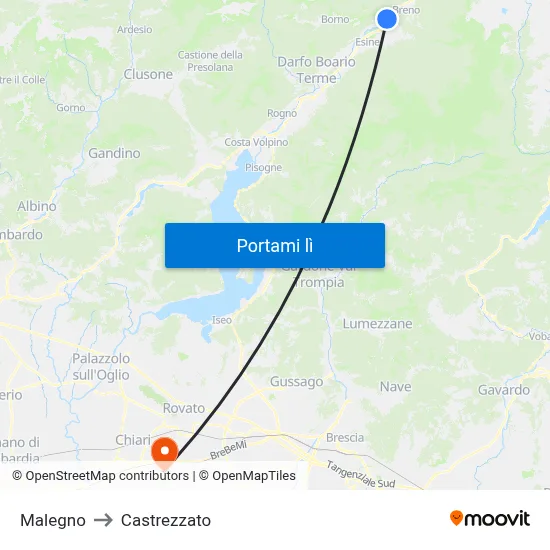 Malegno to Castrezzato map