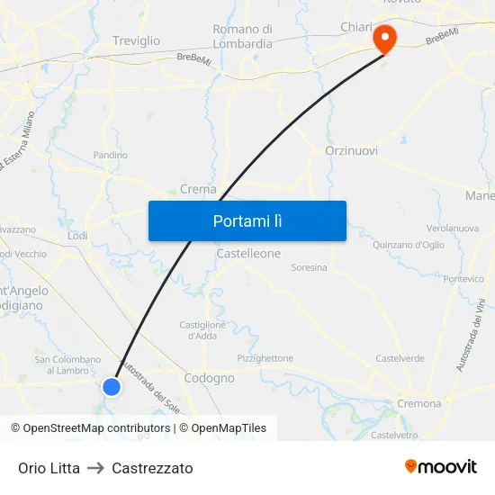 Orio Litta to Castrezzato map