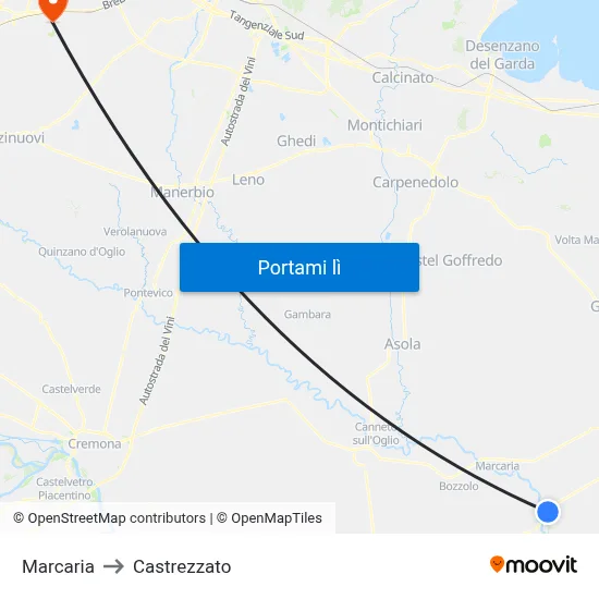 Marcaria to Castrezzato map