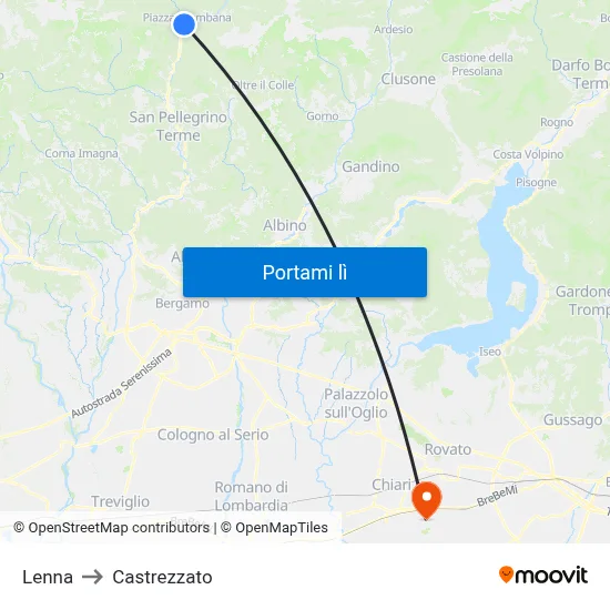 Lenna to Castrezzato map